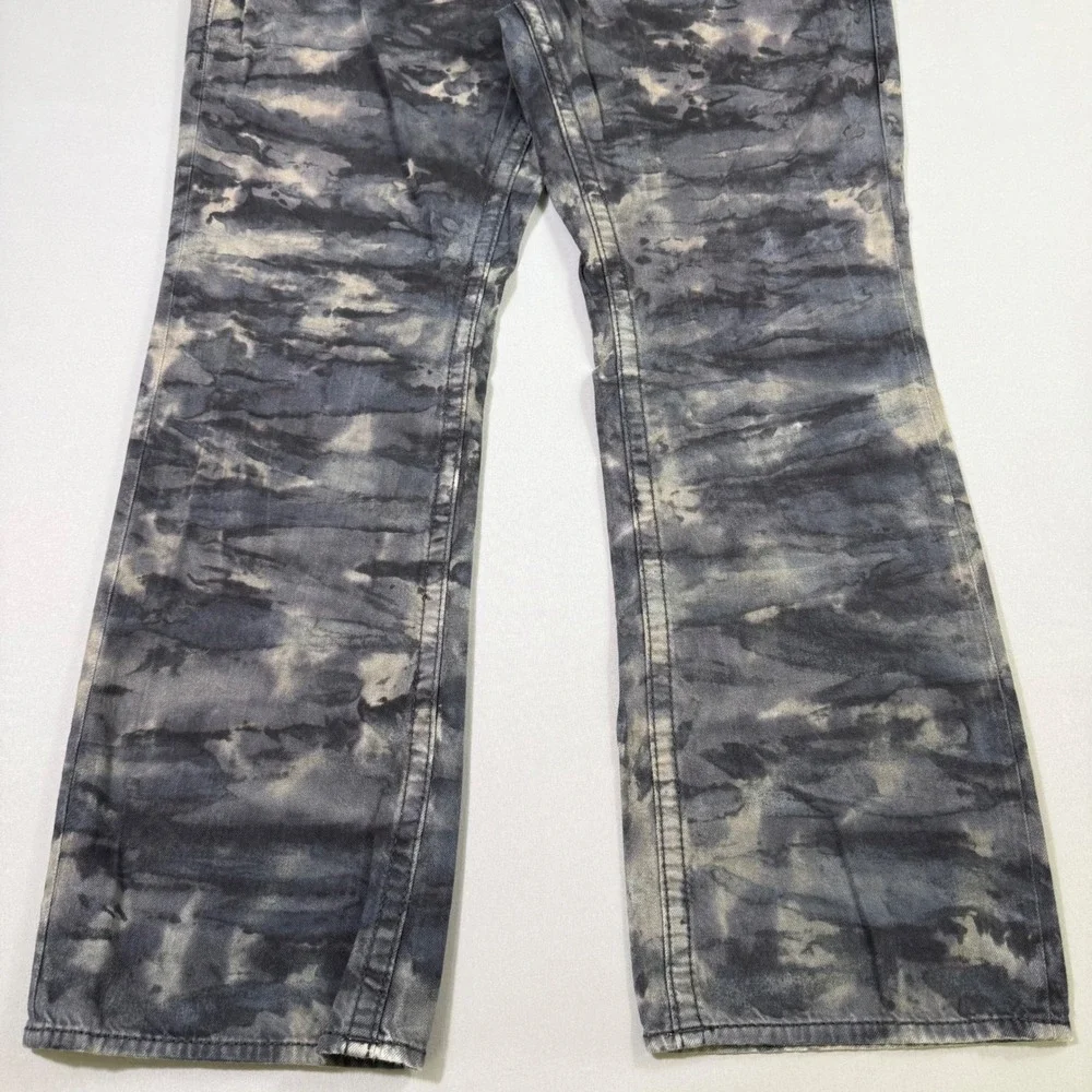 True Religion Ricky Big T Jeans Mens 44x33 Grey Cloud Wash Straight Flap Pockets